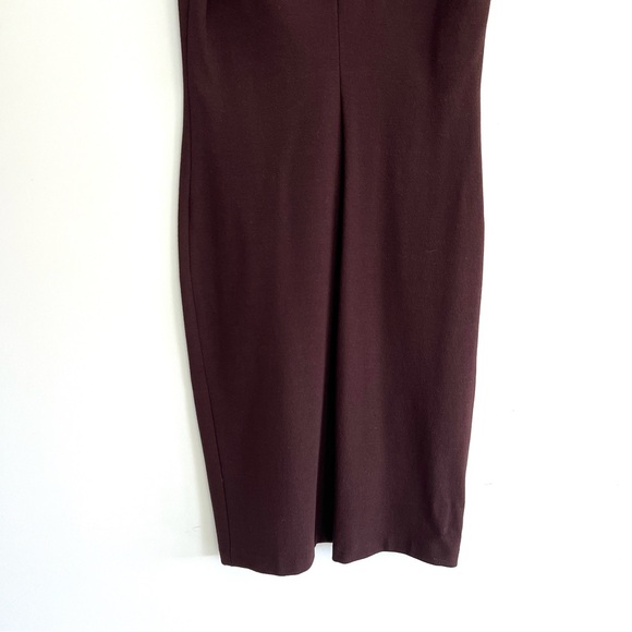 VINCE Brown Burgundy Viscose Blend Sleeveless Cocktail Sheath Midi Dress Sz 12 - Picture 7 of 14